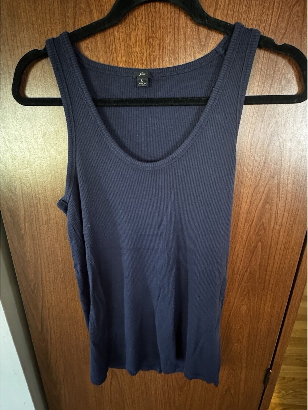J.Crew Ribbed Tank Top Women’s Large Navy Blue TENCEL Modal Stretch Sleeveless